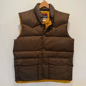 Vintage Down Designs Brown Western Down Vest with Gold Accents Size M